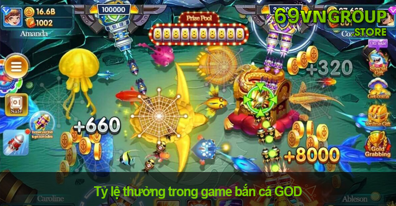 Tỷ lệ thưởng trong game bắn cá GOD khá cao